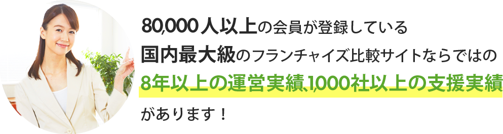 フランチャイズの窓口には実績があります。